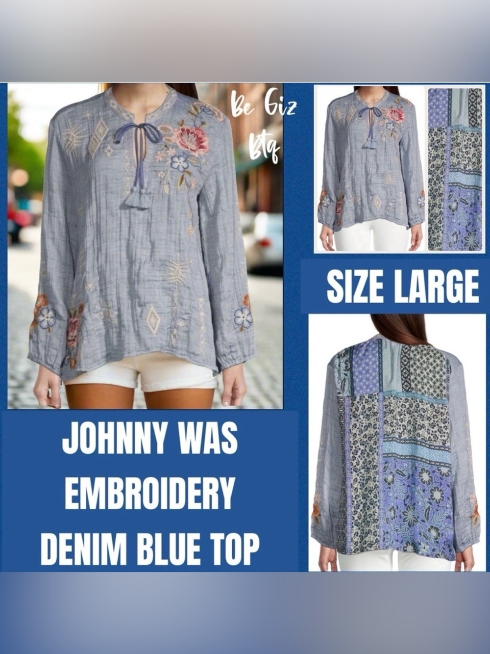 🔥🔥🔥 Clearance Sale JOHNNY WAS BLOUSE LARGE Reduced Buy Now & Save - Picture 2 of 14